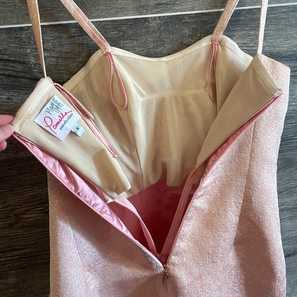 Pamella Roland Metallic Pearl Pink Evening Dress - Picture 8 of 9